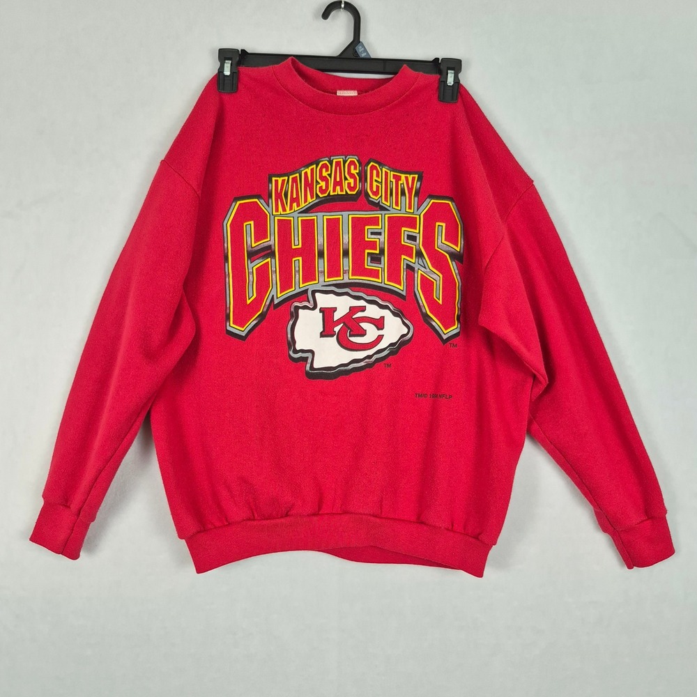 Vintage 1996 Kansas City Chiefs Sweatshirt XL Red NFL Crewneck USA Made Pullover